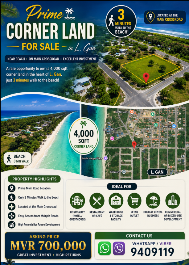 🌴 Prime main road Corner Land for Sale – L. Gan 🌴
