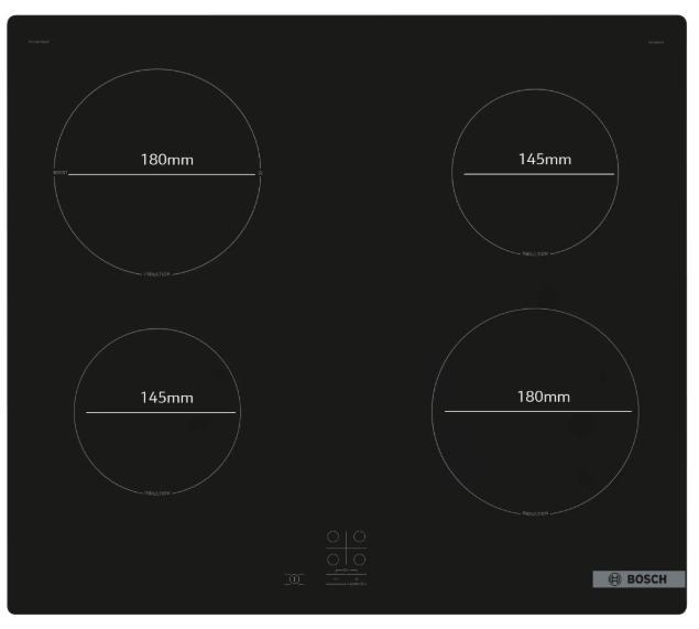 Bosch Series 2 60cm Induction Hob (PUG61RAA5B) – 4 Cooking Zones | PowerBoost | Child Lock | Plug & Play
